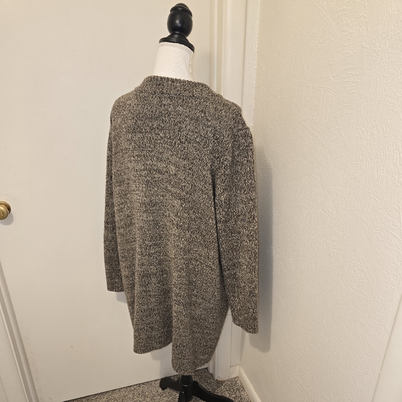 Woman Within Cozy Khaki And Chocolate Brown Knit Sweater Size 1X 22-24 Cardigan - Picture 2 of 2